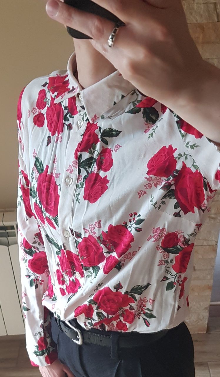 Koszula H&M 34 xs kwiaty wiskoza