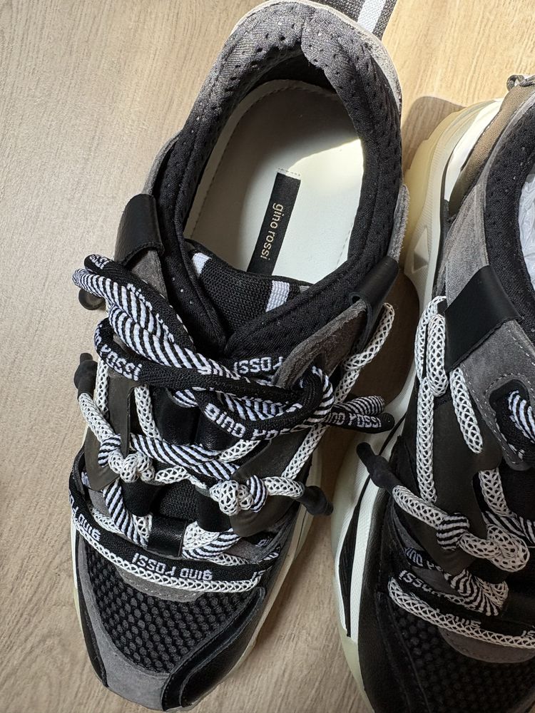 Czarne sneakersy Gino Rossi Sport 37, skórzane ugly shoes