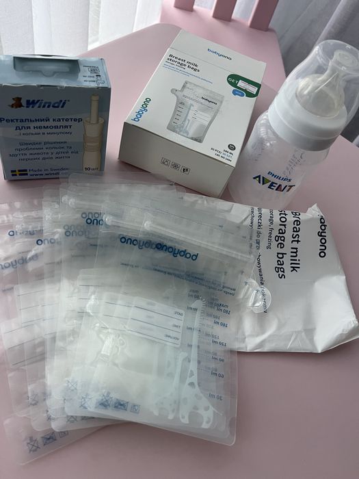 Лот бутилочка, пакети для молока, ректальний катетер для немовлят