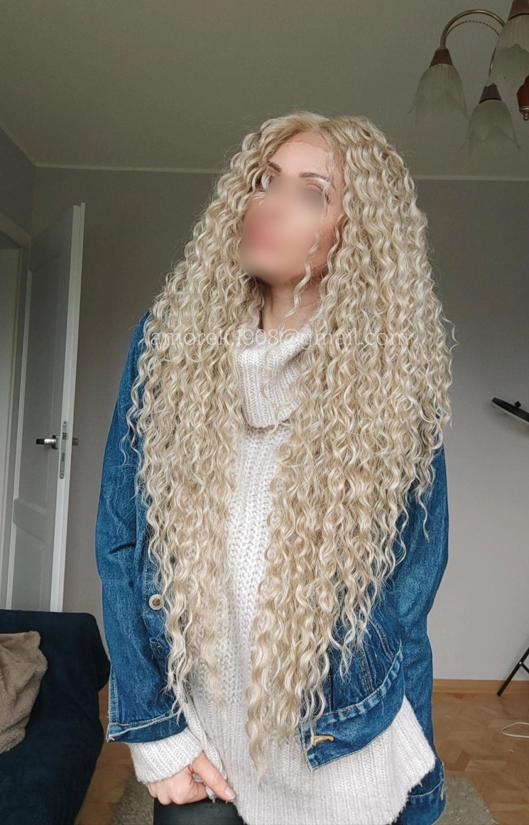 Peruka nowa jasny blond lace front loczki tkana ręcznie na co dzien sk