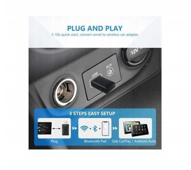 Bezprzewodowy Adapter Mini USB CarPlay do iPhone iOS ANDROID AUTO