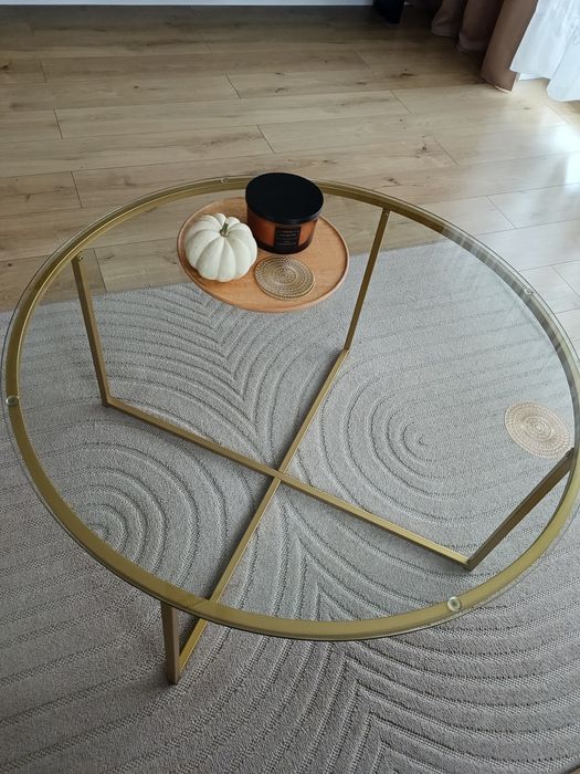 Duży, okrągły złoty stolik 90 cm /rezerwacja