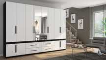szafa 320/230 meblast czarny/biel 2 lustra okucia premium styl