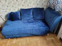 Belliani szezlong kanapa sofa z pojemnikiem welurowa niebieski kolor