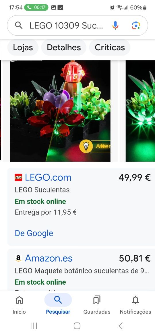 Arranjo floral em lego