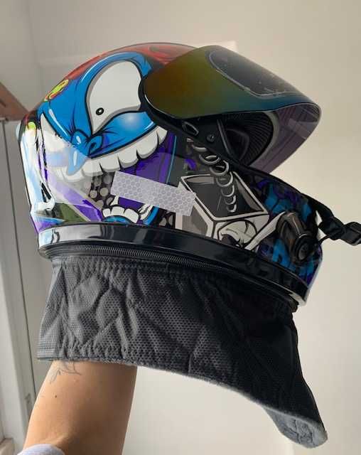 capacete esportivo (m) proteção de pescoço corta vento new helmet blue