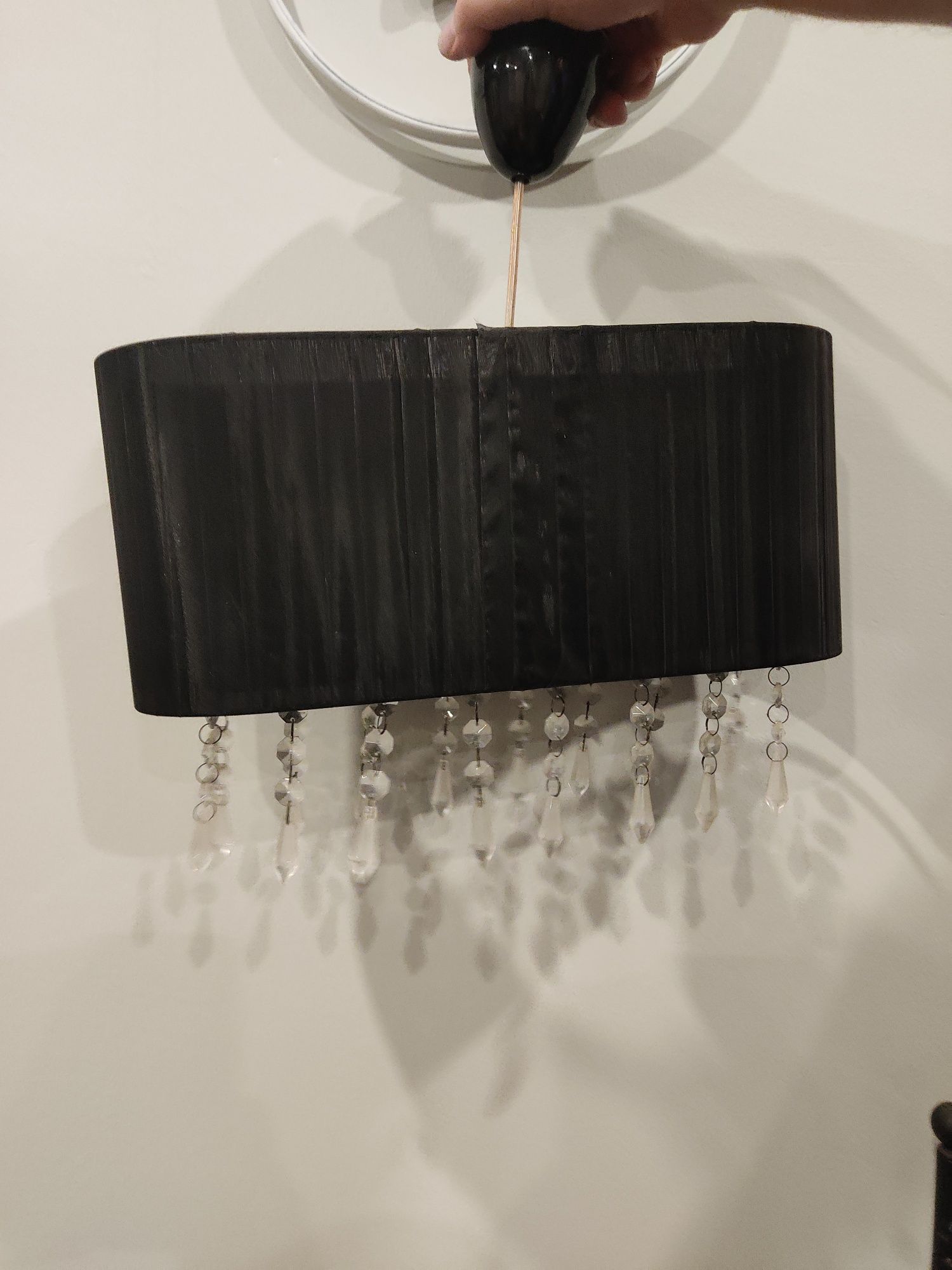 Żyrandol klosz abażur lampa Nowodworski kryształki glamour plisowana