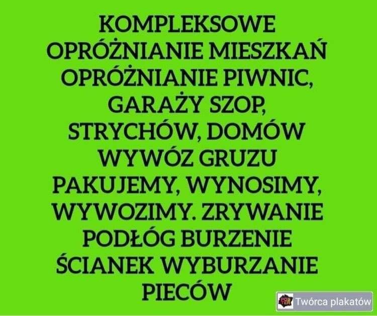 Opróżnianie domów mieszkań piwnic garaży działek altan odpady zielone