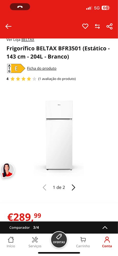 Frigorífico novo com garantia