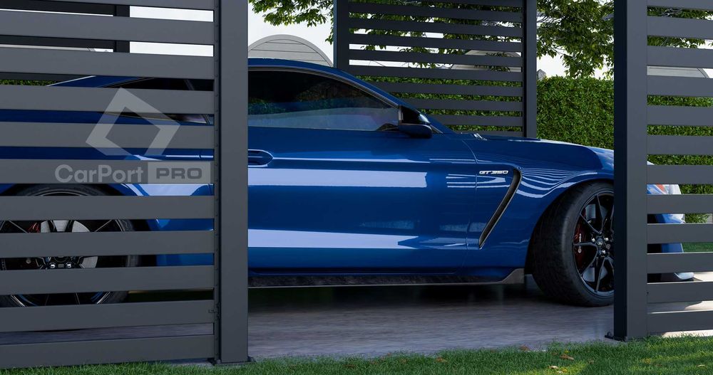 CarPort PREMIUM - wiata samochodowa 4x5 - antracyt - zabudowa  CP104