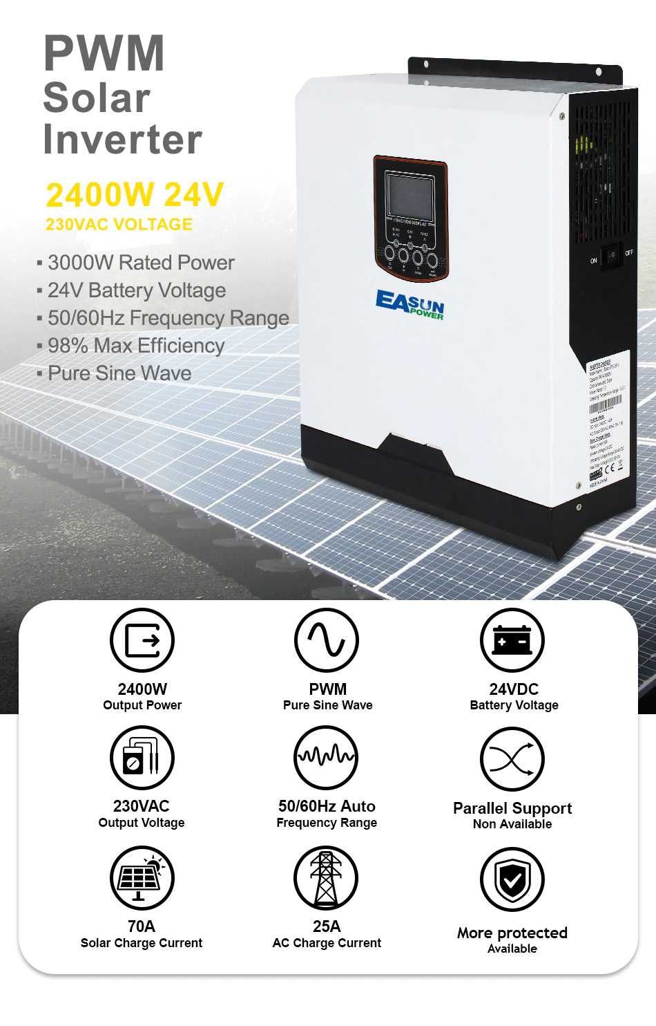 Inwerter hybrydowy solarny off-grid EASUN 3kWA-24