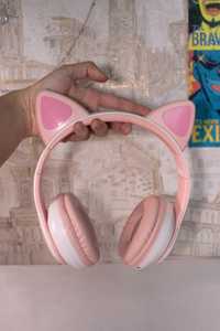 Бездротові навушники з вушками та підсвіткою Bluetooth, рожеві