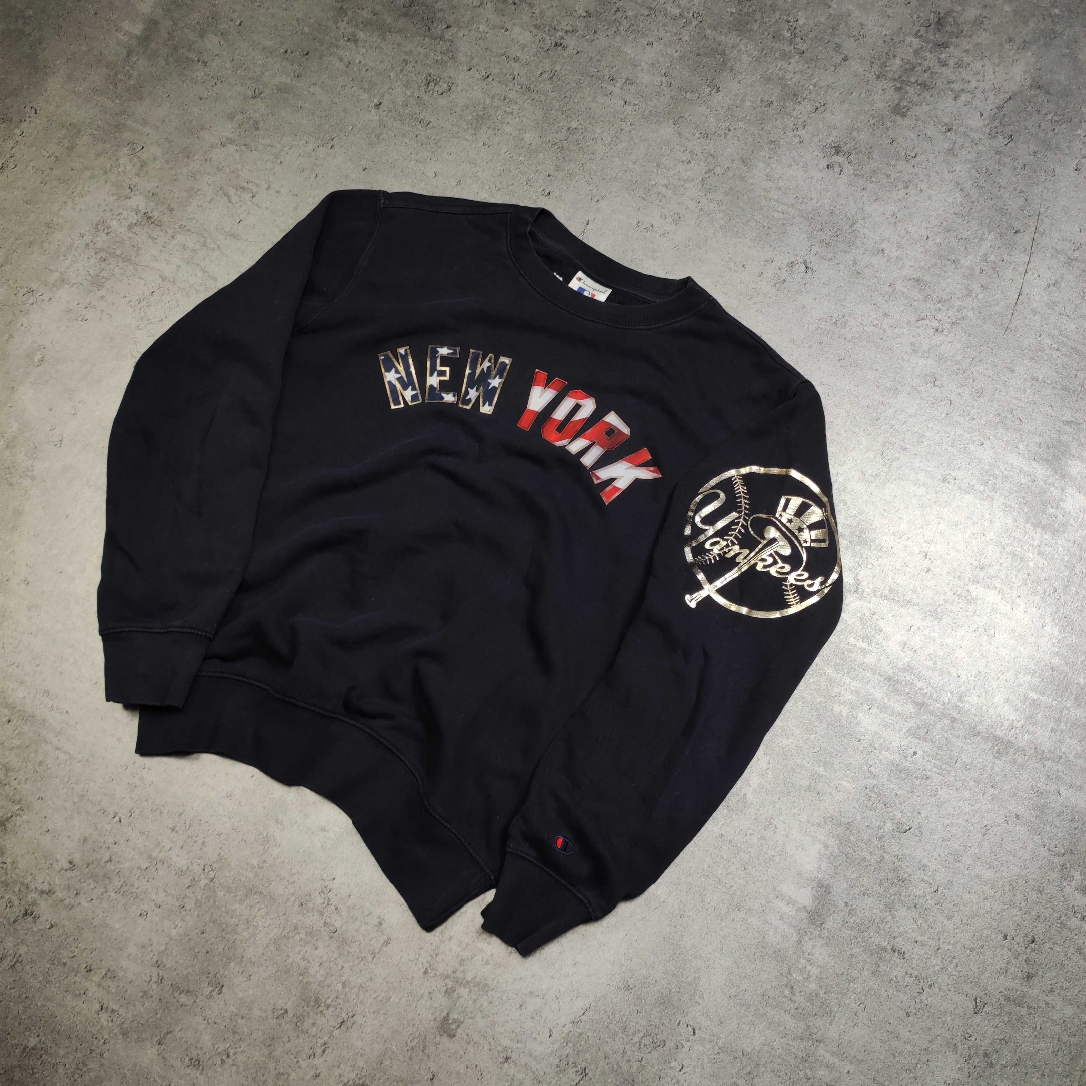 MĘSKA Bluza Granatowa bez Kaptura New York Yankees Champion MLB Logo