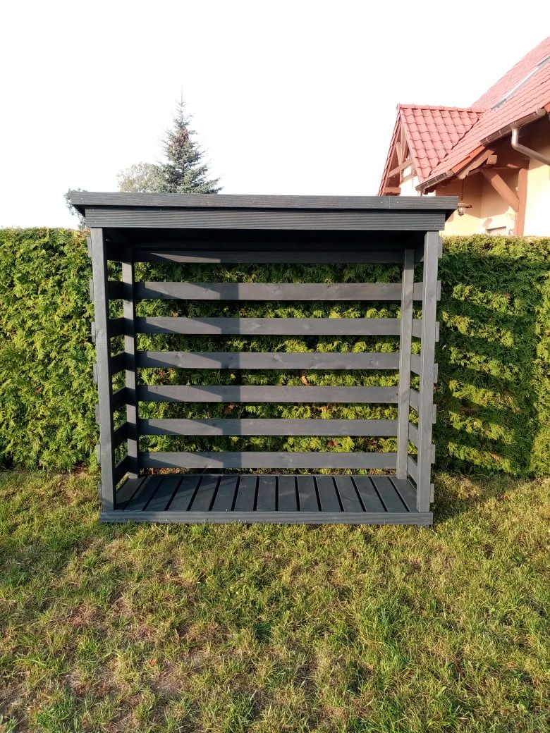 Drewutnia, Schowek Na Drewno 200x80x190 pomalowana, z gontem