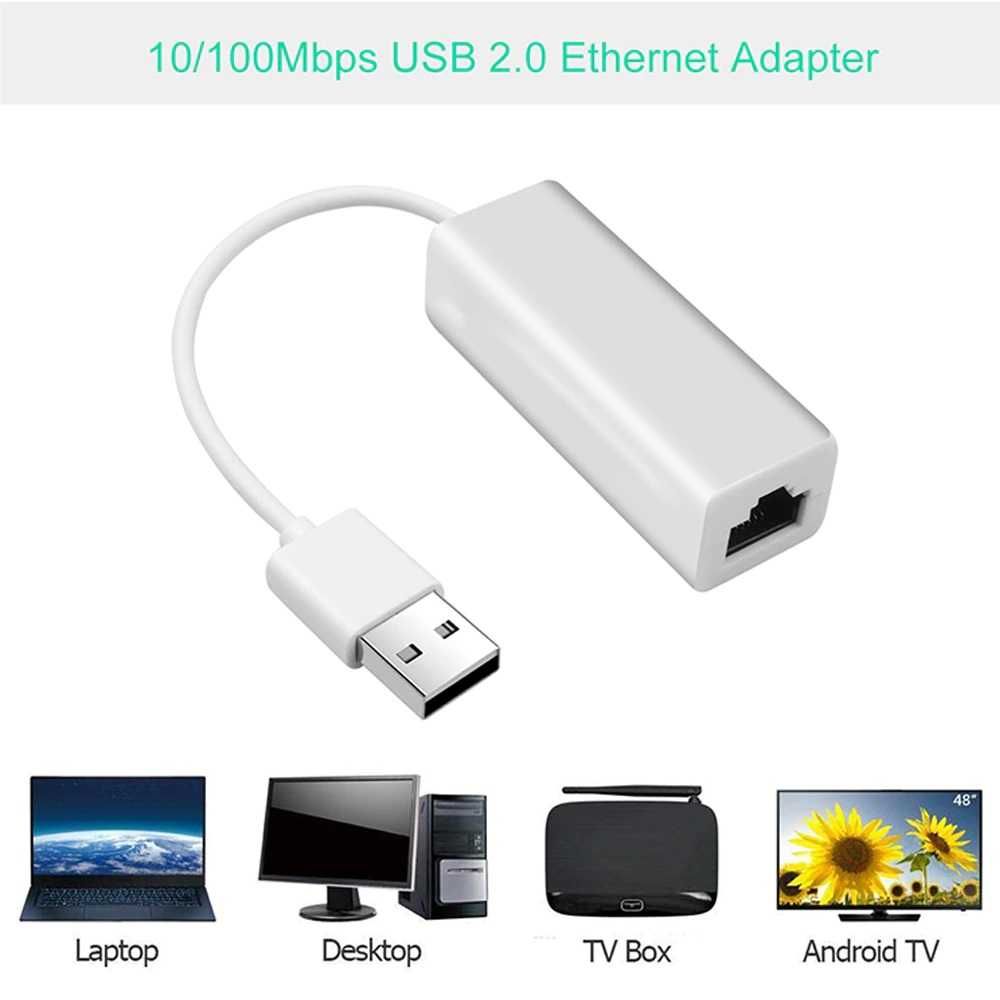 Адаптер USB 2.0 - LAN RJ45 Внешний сетевой адаптер до 100Мбс