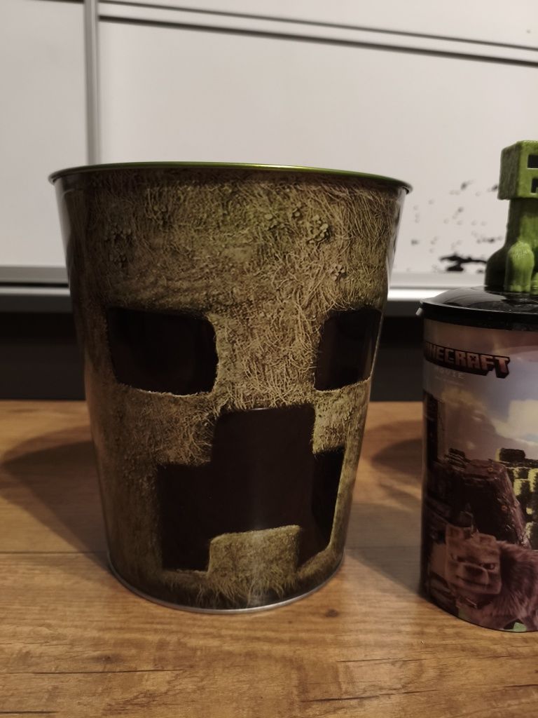 Minecraft movie 2x wiaderko na popcorn + kubek i figurka creeper