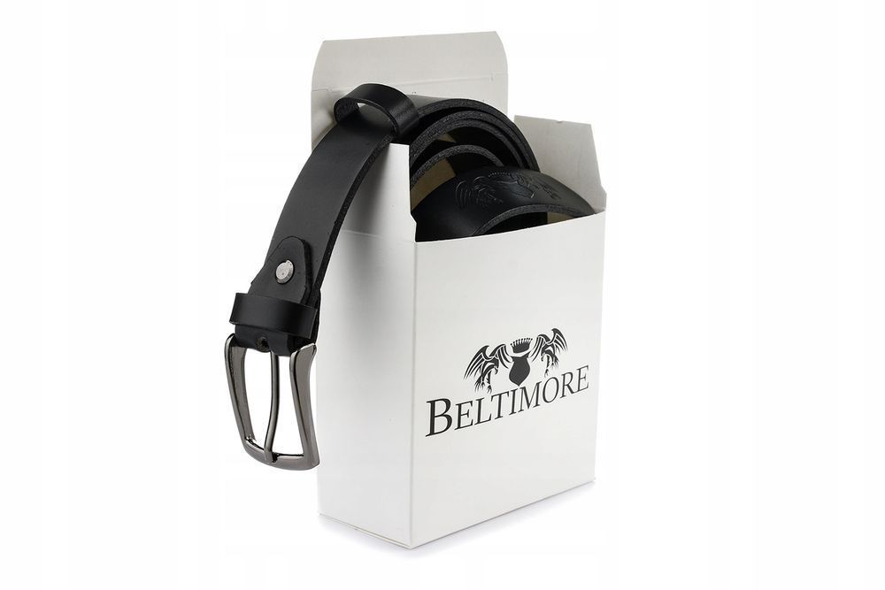 Skórzany pasek męski czarny do spodni garnituru wąski klasyczny biznes