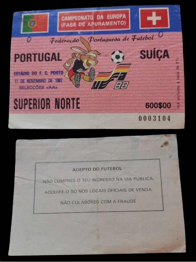 Antigos bilhetes de futebol anos 80