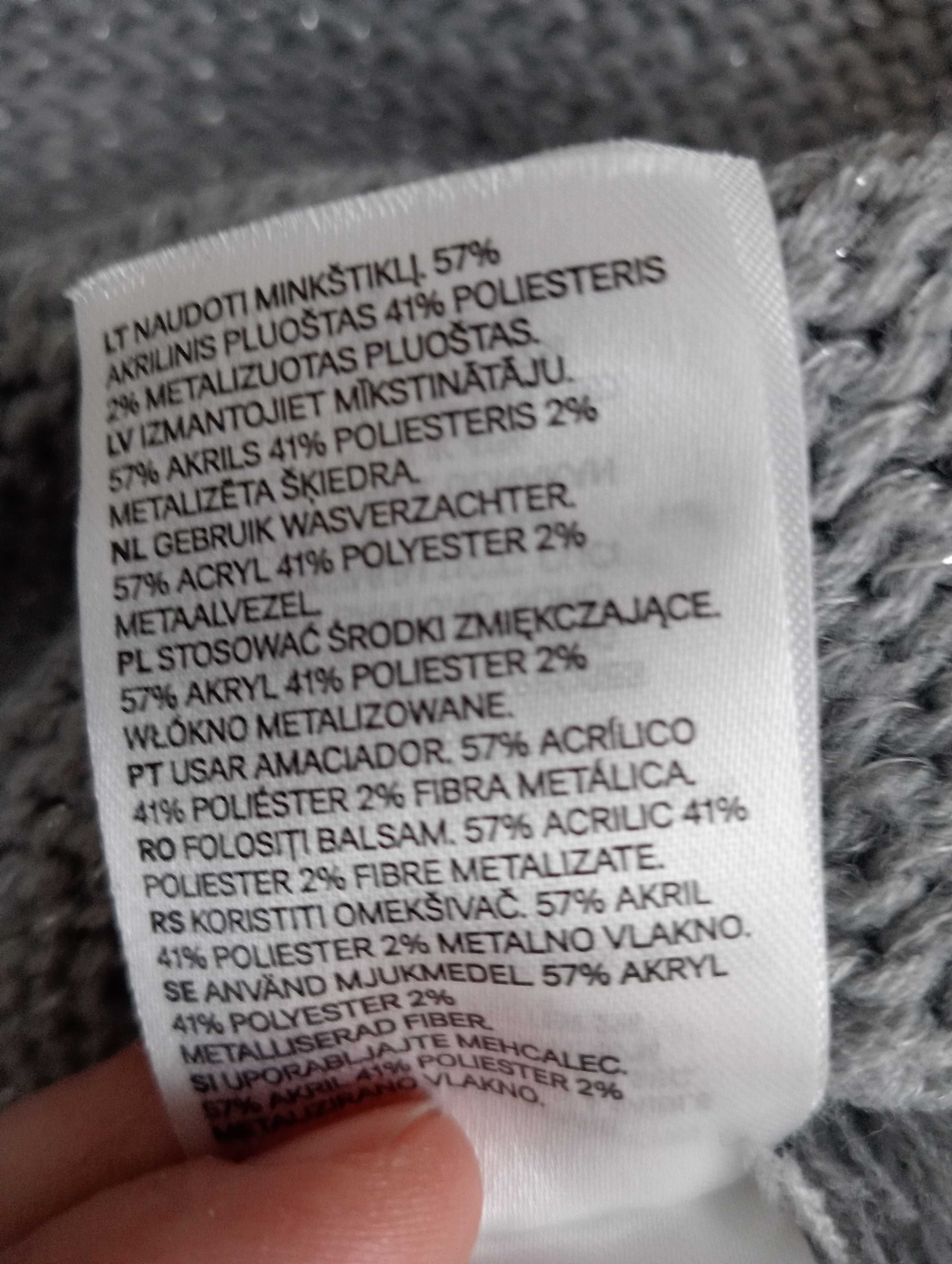 Sweterek narzutka na bluzkę  H&M szara rozmiar S/6/36