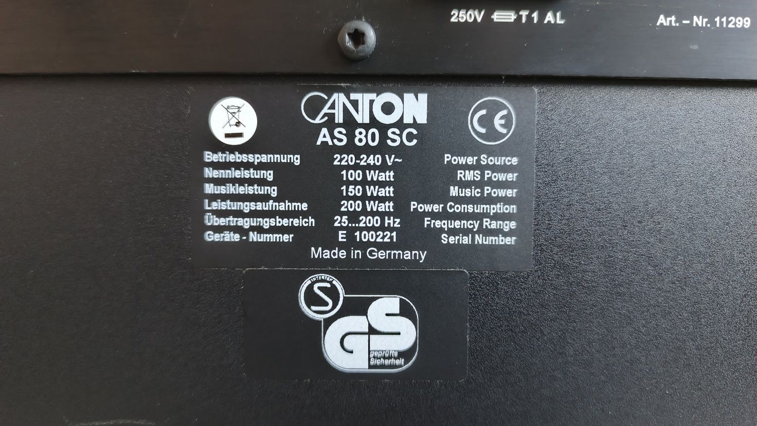 Canton AS 80 SC subwoofer aktywny. Moc 100/150 W. Potęga basu.