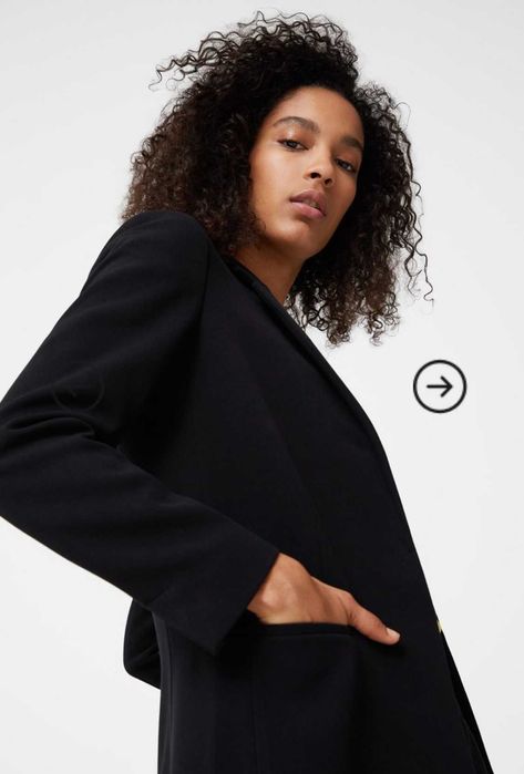 Mango czarny płaszcz XS 34 o kroju marynarki