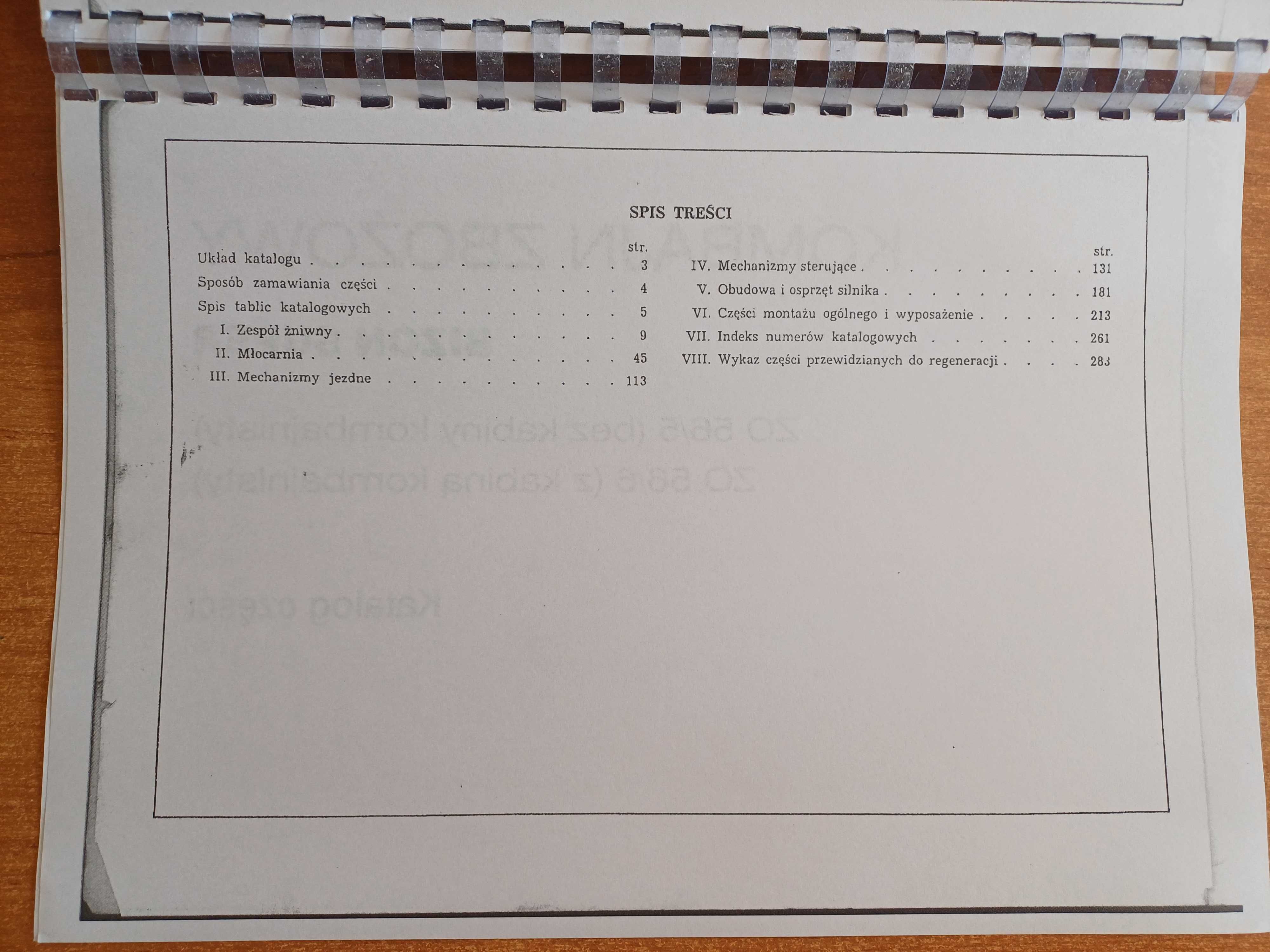 Katalog części do kombajnu BIZON Z-056/5 , Z-056/6 , Z-056/3 - Bizon