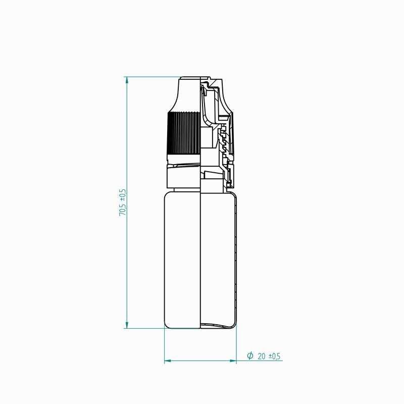 Butelki PET 10 ml do liquidów – zestaw 50 szt. + dozownik + zakrętka