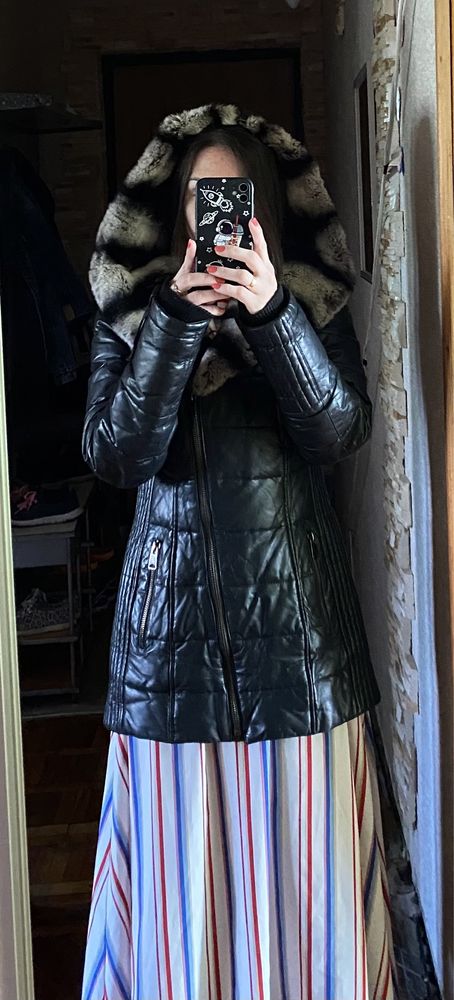 Куртка зимняя кожа + мех шиншиллы, 1000грн