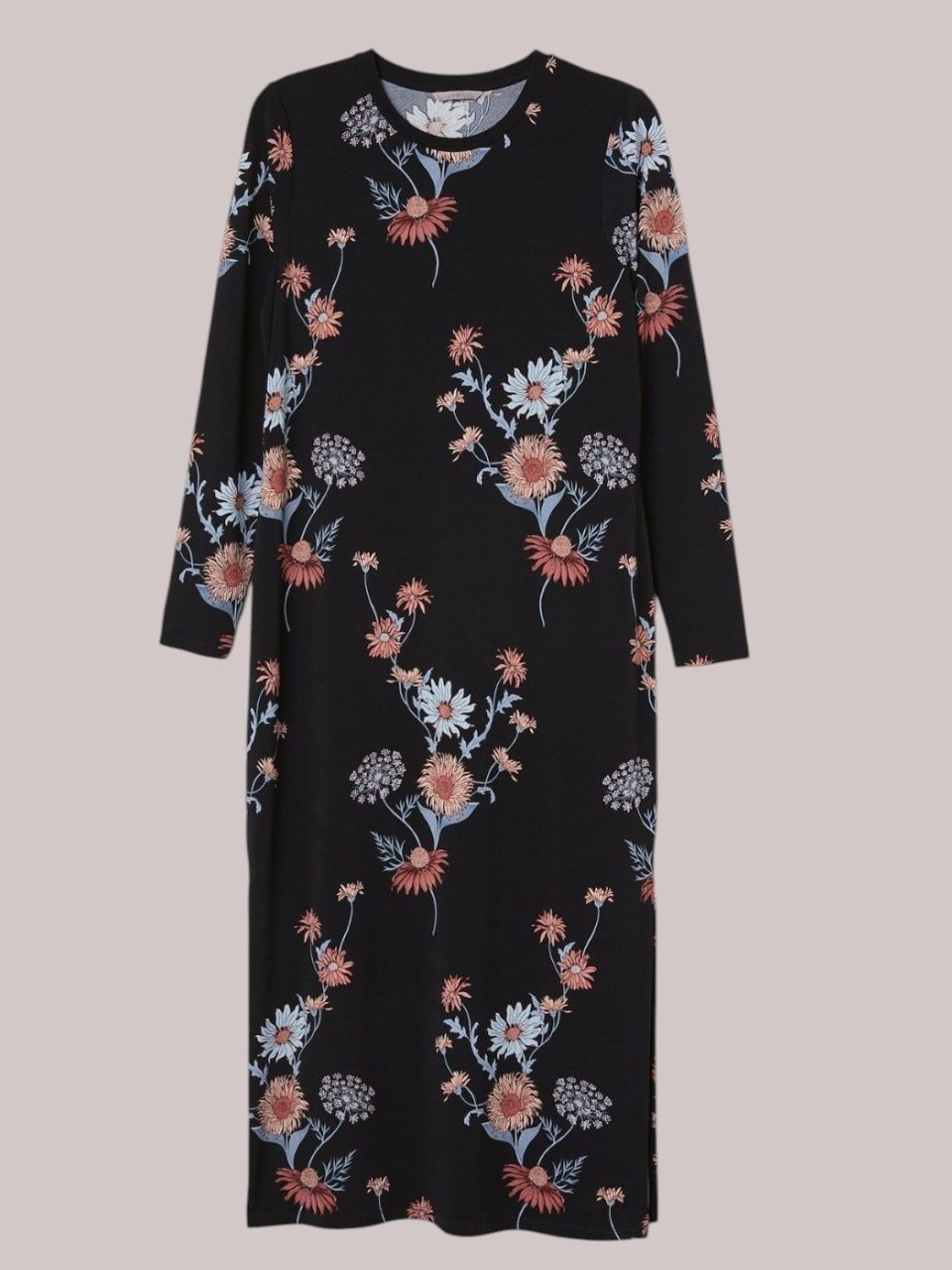 Sukienka midi długa z długim rękawem H&M w kwiaty polne XL 44
