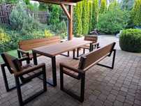 Bukowe Meble Ogrodowe Wypoczynkowe/ Na taras Loft Drewno Metalowe nogi