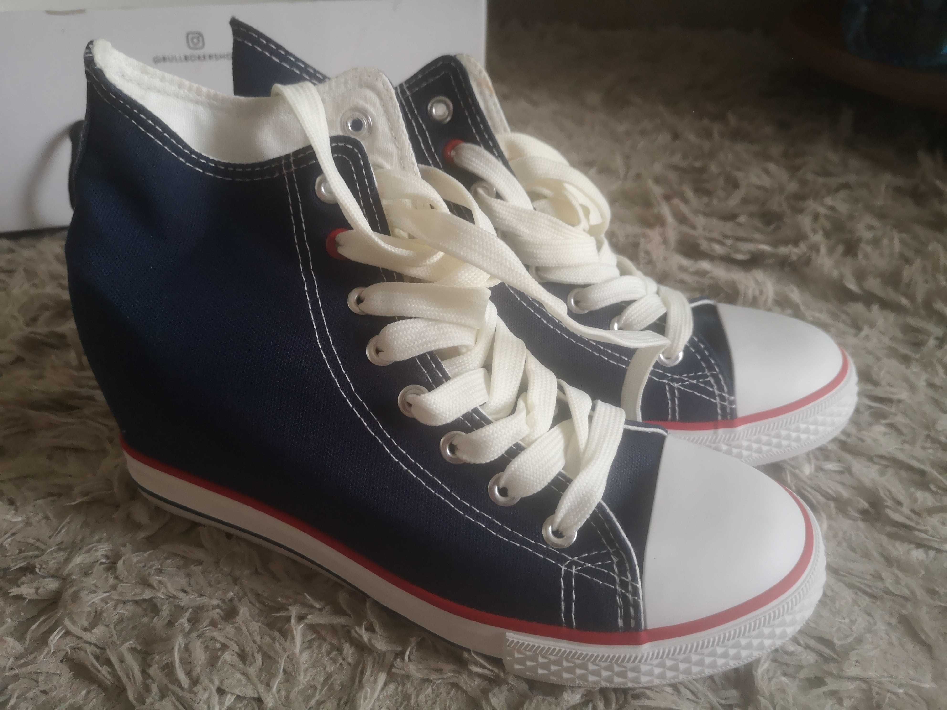 NOWE trampki/Sneakersy na koturnie Nylon Red, r. 39