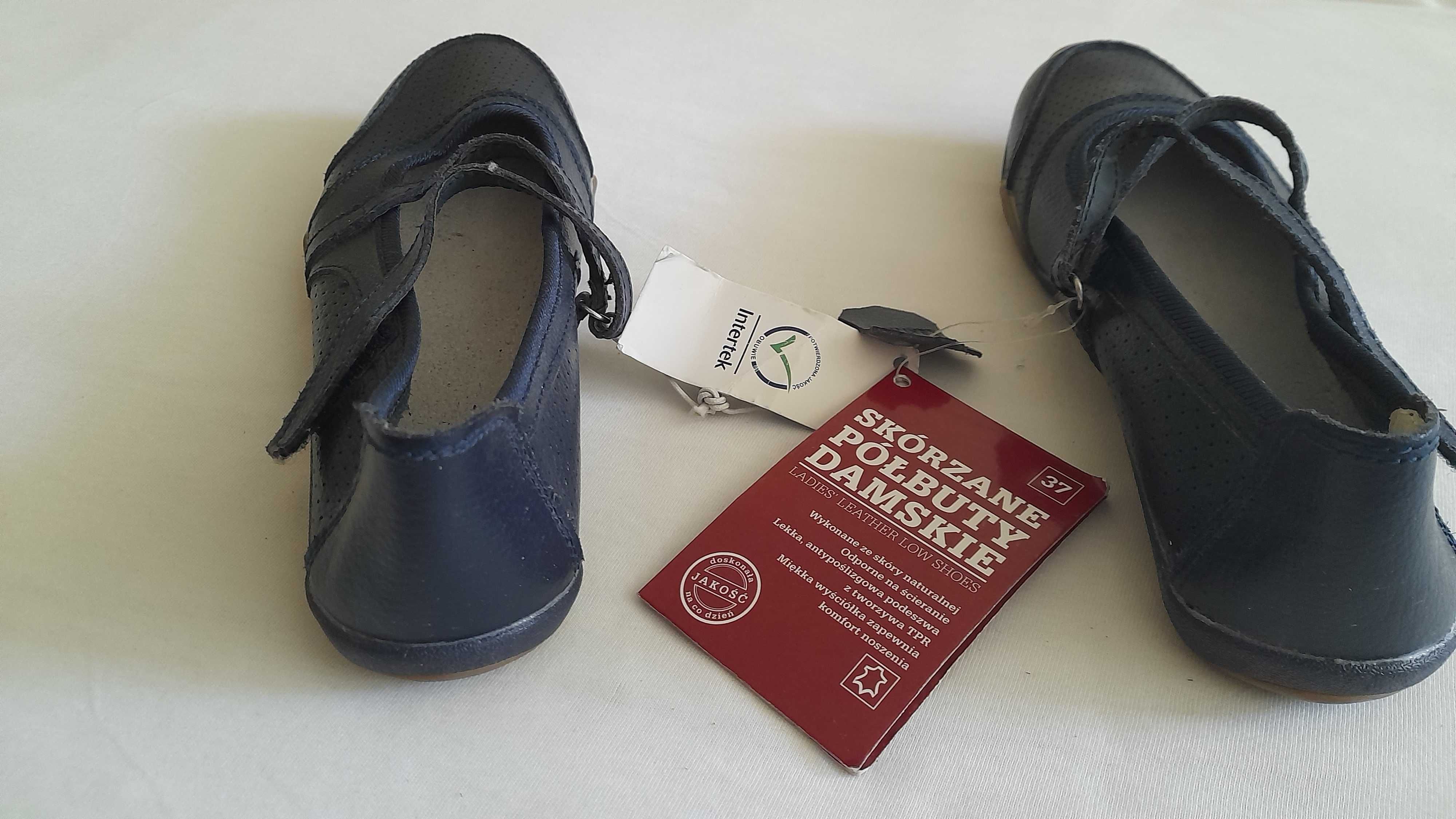Buty damskie (baleriny), rozmiar 37, skóra, nienoszone