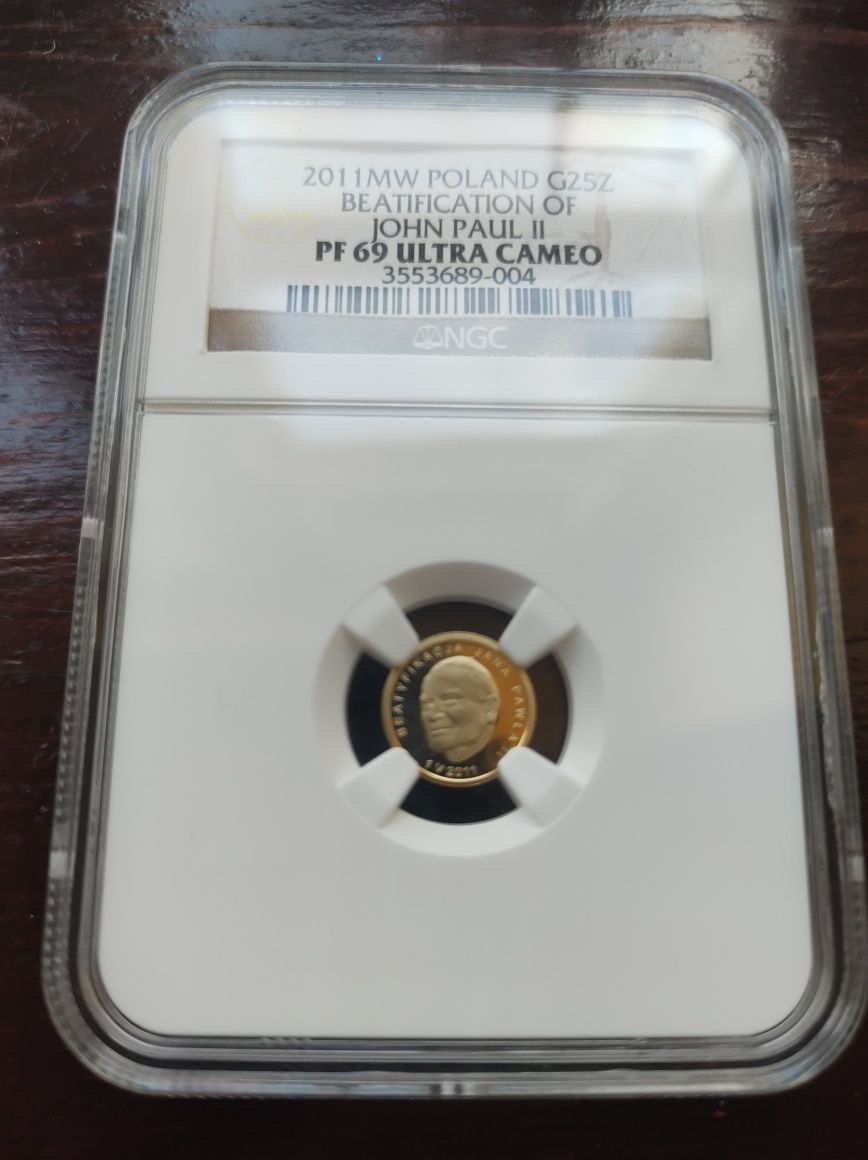 25zł 1gr pr złota 900 Beatyfikacja Jana Pawła ll w graidingu NGC PF69