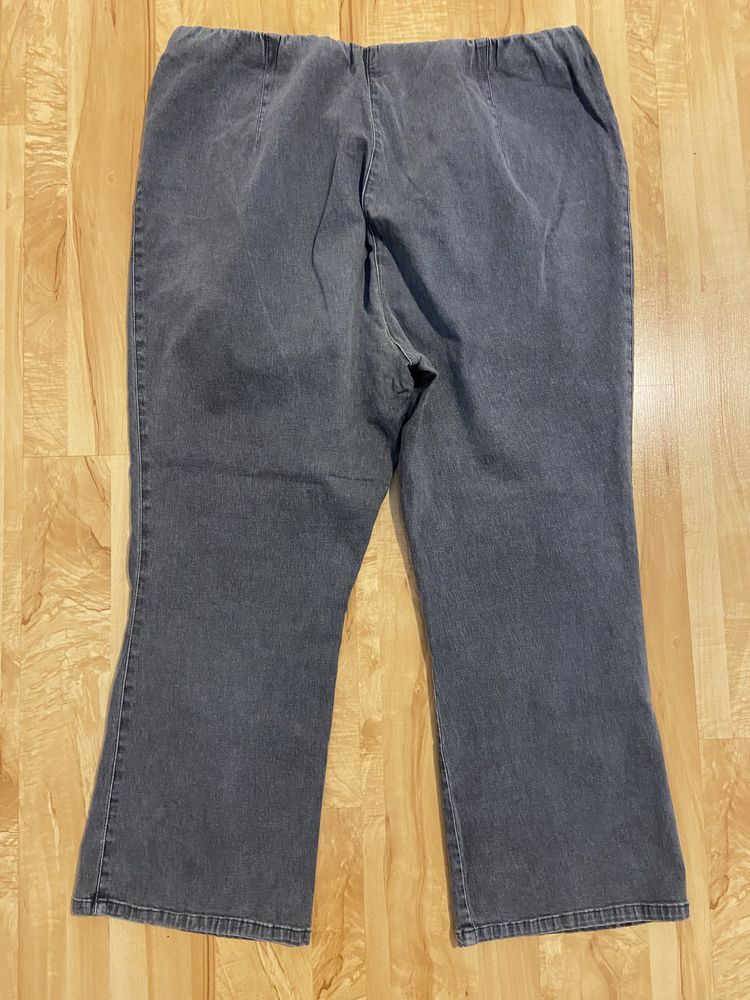 Damskie 52 6XL spodnie damskie jeasny dżinsy pas guma szare