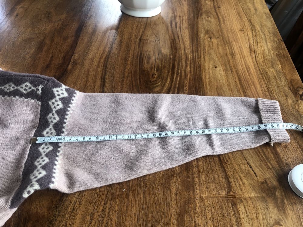 Sweter, 100% wełna, kardigan rozpinany, jasny brąz-kakaowy, M