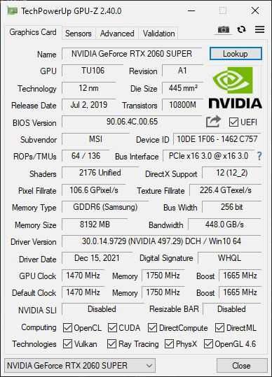 Gigabyte RTX 2060 SUPER 8GB OC