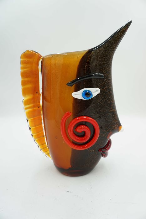 SZKŁO w stylu murano piękny wazon twarz