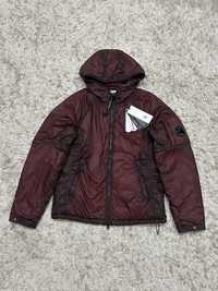 CP Company Burgundy Outline Padded Puffer Jacket