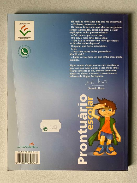 Prontuário Escolar, de António Mota