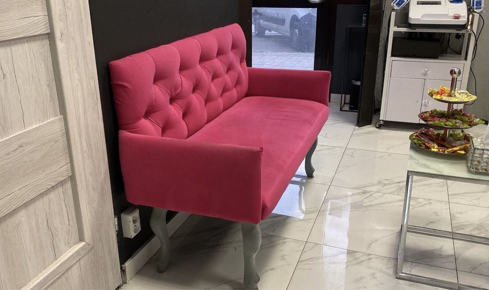 Zestaw mebli glamour różowe pikowane fotel podnóżek sofa DOSTAWA !!!