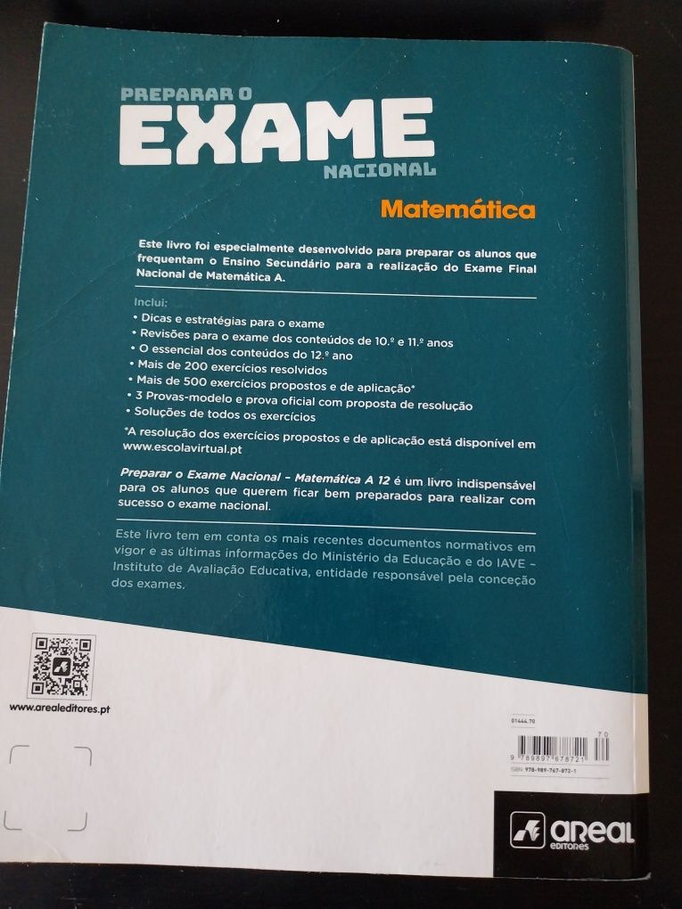 Livro Preparar o exame nacional de matemática A  da areal editores