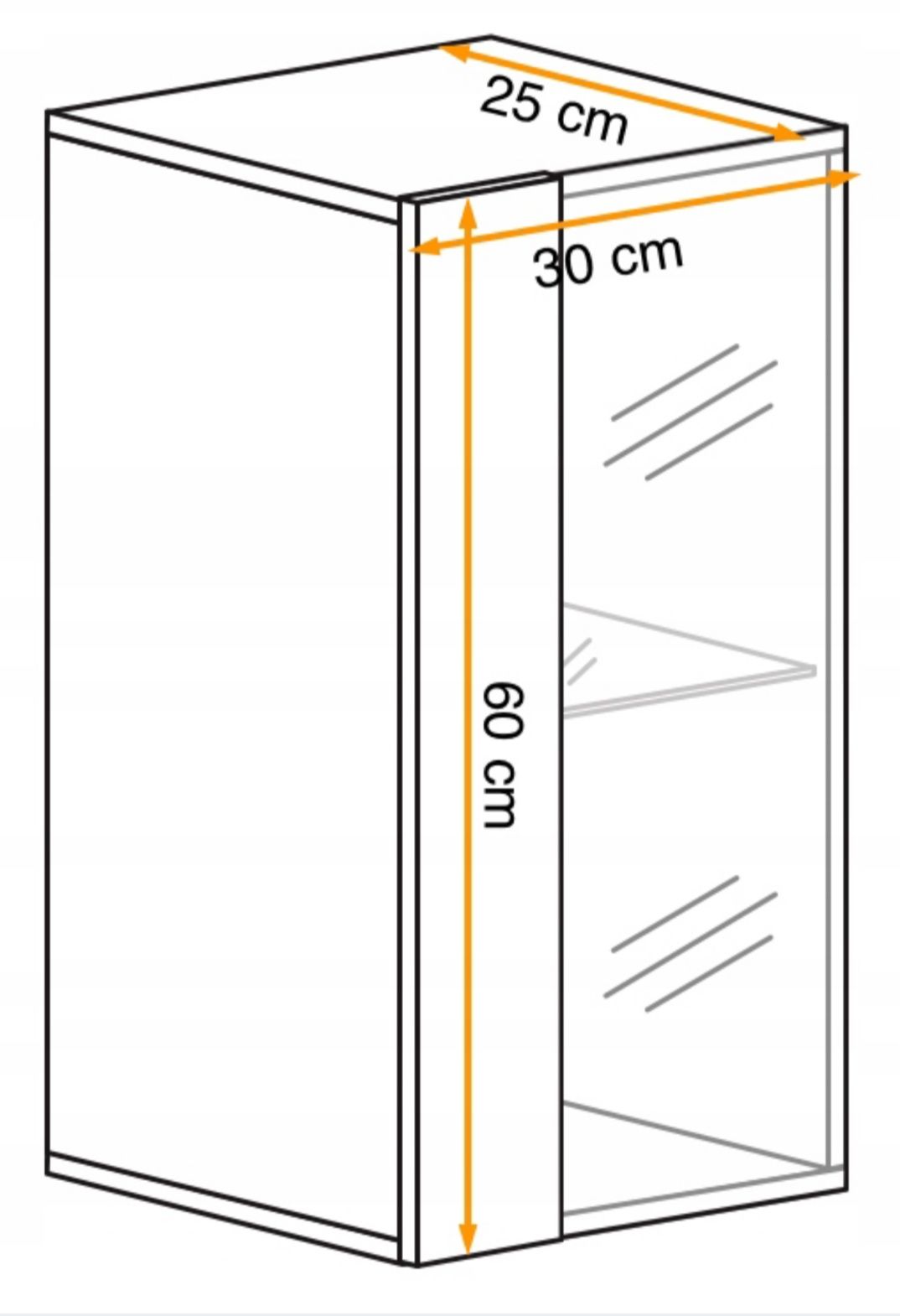 Witryna czarny połysk z oświetleniem 60cm x 30cm