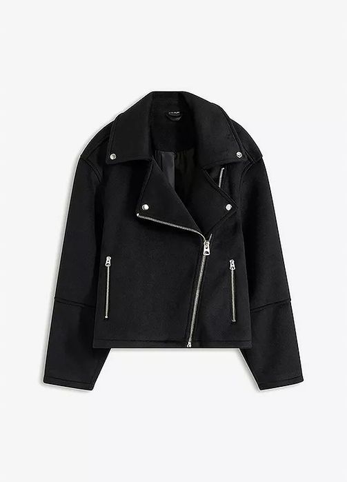 B.P.C kurtka czarna ramoneska w optyce wełny ^44