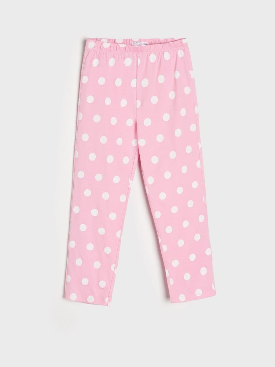 Spodnie SINSAY 122 piżamowe różowe kropki