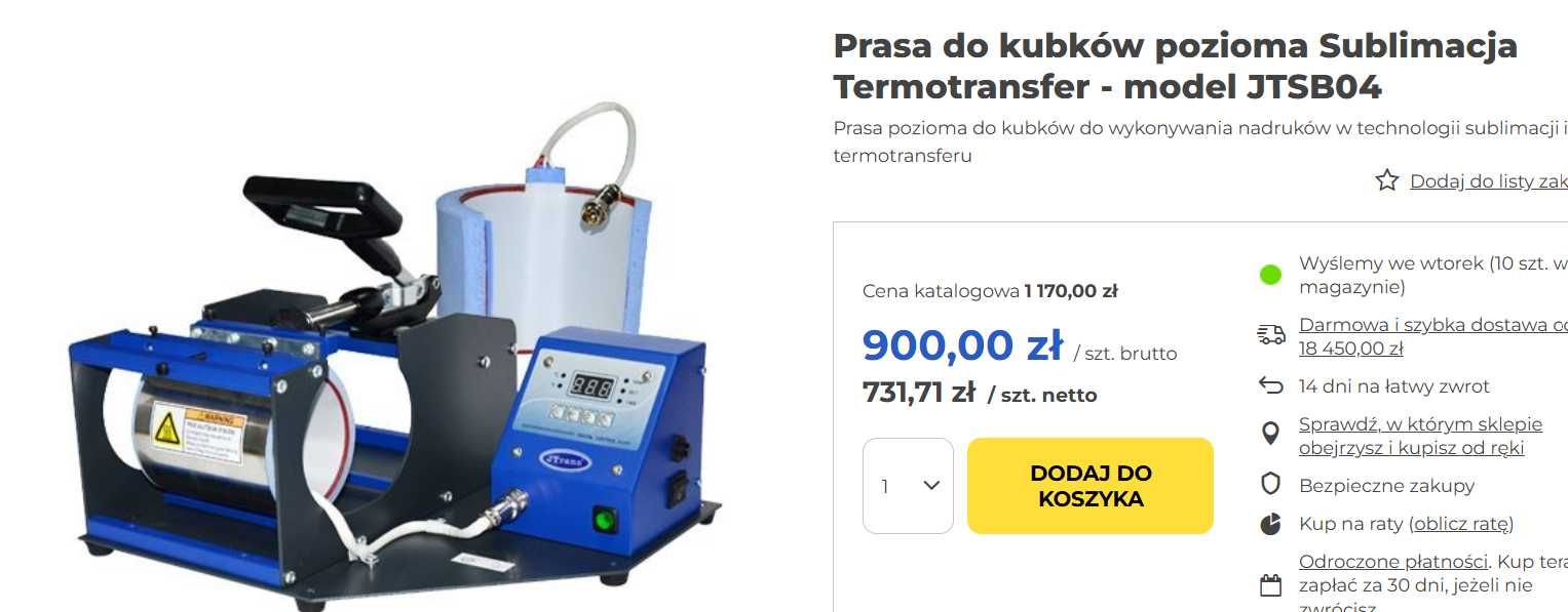 Prasy do kubków termotransferowe sublimacja dostawki do latte