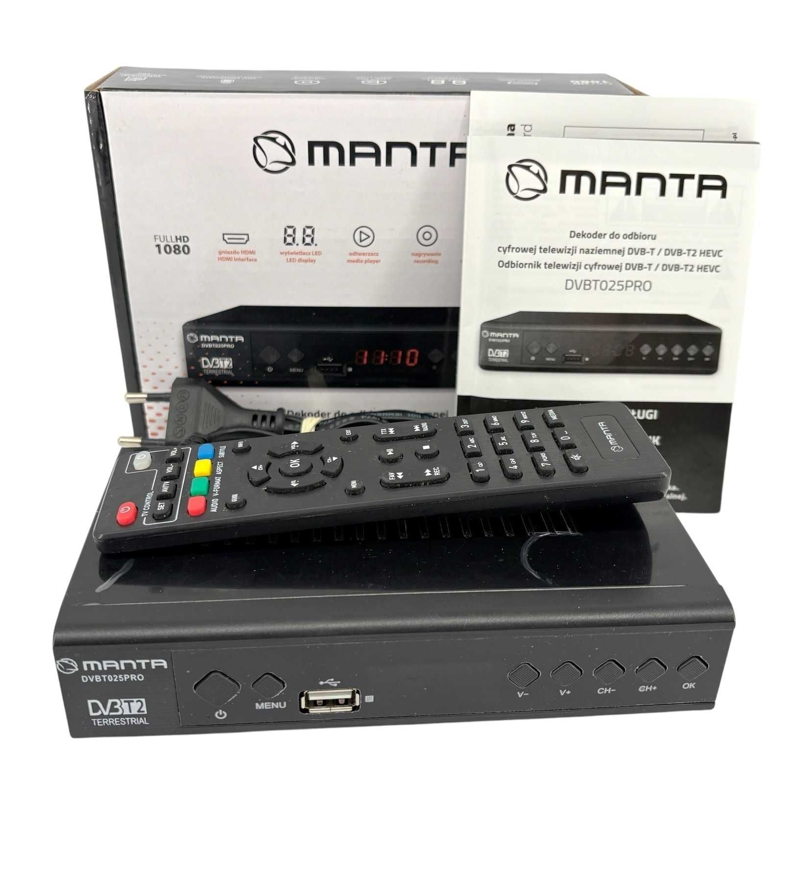 Dekoder tuner Manta DVBT-T2/HEVC DVBT025PRO