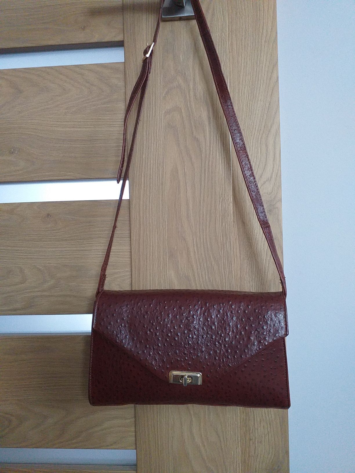 VINTAGE STRUŚ PICARD oryginalna skóra skórzana torebka crossbody mała