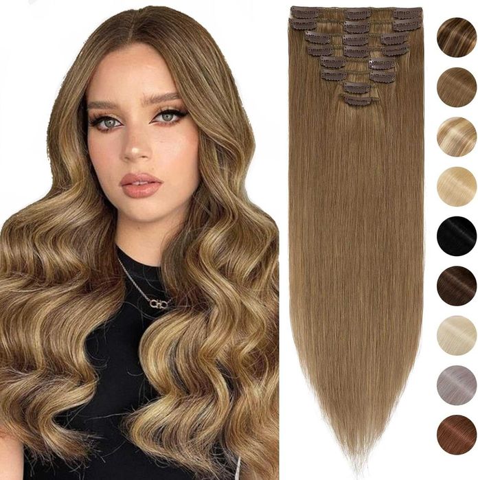 Silk-co 10"-50g Clip-in Prawdziwe włosy ludzkie 100% Remy Q466
