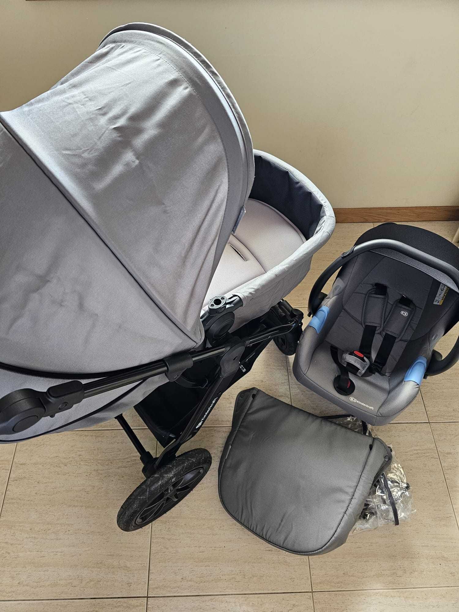 Carrinho passeio Kinderkraft Moov Grey 3 em 1 (inclui ovo)