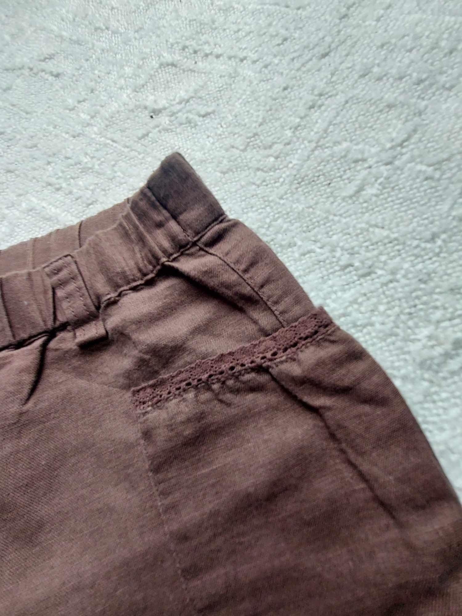 Spodnie lniane,  len 122 brązowe h&m